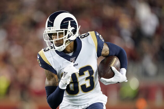 Los Angeles Rams wide receiver Josh Reynolds (83) against the San Francisco 49ers during an NFL football game in Santa Clara, Calif., Saturday, Dec. 21, 2019. (AP Photo/Tony Avelar) Los Angeles Rams wide receiver Josh Reynolds (83) against the San Francisco 49ers during an NFL football game in Santa Clara, Calif., Saturday, Dec. 21, 2019. (AP Photo/Tony Avelar)