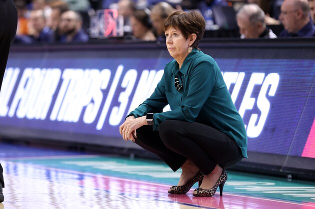 GREENSBORO, NC - MARCH 04: Head coach Muffet McGraw of Notre Dame University during a game between Pitt and Notre Dame at Greensboro Coliseum on March 04, 2020 in Greensboro, North Carolina. (Photo by Andy Mead/ISI Photos/Getty Images)