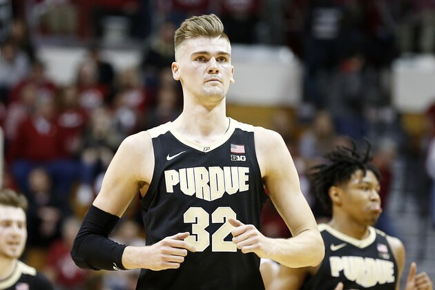 BLOOMINGTON, INDIANA - FEBRUARY 08: Matt Haarms #32 of the Purdue Boilermakers on the court in the game against the Indiana Hoosiers at Assembly Hall on February 08, 2020 in Bloomington, Indiana. (Photo by Justin Casterline/Getty Images)