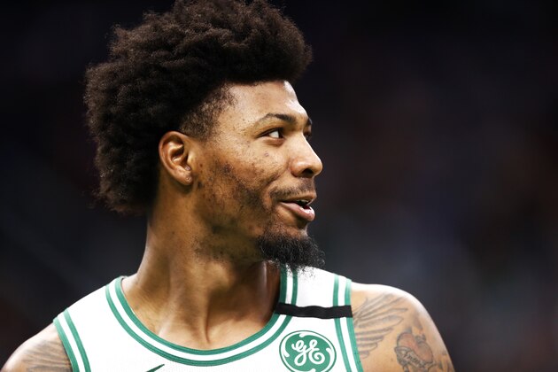 BOSTON, MASSACHUSETTS - MARCH 06: Marcus Smart #36 of the Boston Celtics looks on during the third quarter of the game against the Utah Jazz at TD Garden on March 06, 2020 in Boston, Massachusetts. NOTE TO USER: User expressly acknowledges and agrees that, by downloading and or using this photograph, User is consenting to the terms and conditions of the Getty Images License Agreement. (Photo by Omar Rawlings/Getty Images) BOSTON, MASSACHUSETTS - MARCH 06: Marcus Smart #36 of the Boston Celtics looks on during the third quarter of the game against the Utah Jazz at TD Garden on March 06, 2020 in Boston, Massachusetts. NOTE TO USER: User expressly acknowledges and agrees that, by downloading and or using this photograph, User is consenting to the terms and conditions of the Getty Images License Agreement. (Photo by Omar Rawlings/Getty Images)