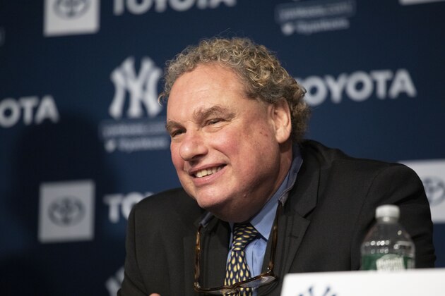 Yankees President Randy Levine smiles as Gerrit Cole is introduced as the newest New York Yankees player during a baseball media availability, Wednesday, Dec. 18, 2019 in New York. The pitcher agreed to a 9-year $324 million contract. (AP Photo/Mark Lennihan)