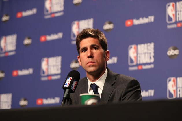 TORONTO, ON - JUNE 10: Golden State Warriors General Manager, Bob Myers, is interviewed after a game against the Toronto Raptors after Game Five of the 2019 NBA Finals on June 10, 2019 at Scotiabank Arena in Toronto, Ontario, Canada. NOTE TO USER: User expressly acknowledges and agrees that, by downloading and or using this photograph, User is consenting to the terms and conditions of the Getty Images License Agreement. Mandatory Copyright Notice: Copyright 2019 NBAE (Photo by Cole Burston/NBAE via Getty Images)
