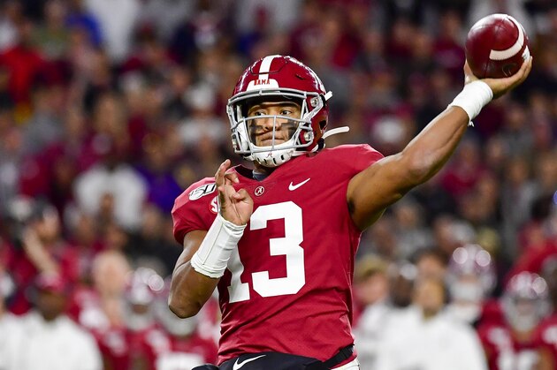 Alabama quarterback Tua Tagovailoa in an NCAA football game Saturday, Nov. 9, 2019, in Tuscaloosa, Ala. (AP Photo/Vasha Hunt)