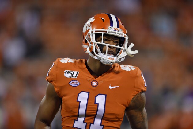 Clemson linebacker Isaiah Simmons defends during an NCAA college football game against Boston College Saturday, Oct. 26, 2019, in Clemson, S.C. (AP Photo/Richard Shiro)