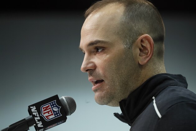 Jacksonville Jaguars general manager David Caldwell speaks during a press conference at the NFL football scouting combine in Indianapolis, Tuesday, Feb. 25, 2020. (AP Photo/Charlie Neibergall)