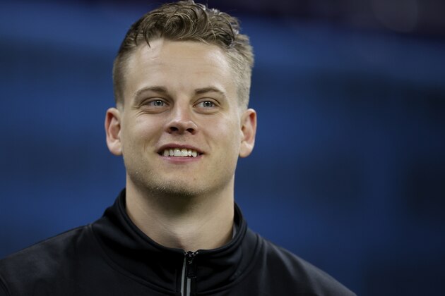 INDIANAPOLIS, IN - FEBRUARY 27: Quarterback Joe Burrow of LSU looks on during NFL Scouting Combine at Lucas Oil Stadium on February 27, 2020 in Indianapolis, Indiana. (Photo by Joe Robbins/Getty Images)