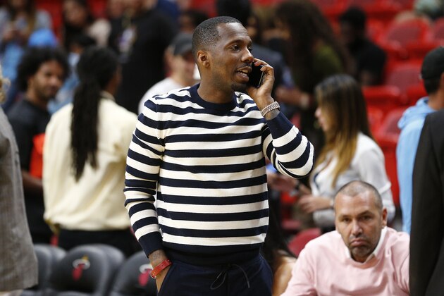MIAMI, FLORIDA - MARCH 11:  Sports agent Rich Paul looks on after the game between the Miami Heat and the Charlotte Hornets at American Airlines Arena on March 11, 2020 in Miami, Florida. The NBA announced tonight the season has been suspended after a Utah Jazz player preliminary tested positive for the coronavirus. NOTE TO USER: User expressly acknowledges and agrees that, by downloading and/or using this photograph, user is consenting to the terms and conditions of the Getty Images License Agreement. (Photo by Michael Reaves/Getty Images)