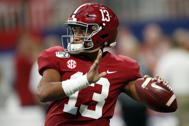 Alabama quarterback Tua Tagovailoa (13) warms up before playing Duke in an NCAA college football game Saturday, Aug. 31, 2019, in Atlanta. (AP Photo/John Bazemore) Alabama quarterback Tua Tagovailoa (13) warms up before playing Duke in an NCAA college football game Saturday, Aug. 31, 2019, in Atlanta. (AP Photo/John Bazemore)