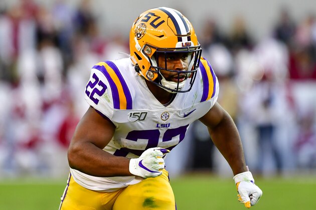 LSU running back Clyde Edwards-Helaire in an NCAA football game Saturday, Nov. 9, 2019, in Tuscaloosa, Ala. (AP Photo/Vasha Hunt)