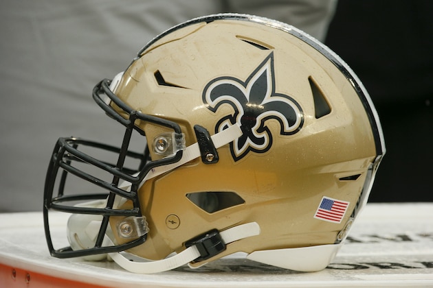 NASHVILLE, TENNESSEE - DECEMBER 22: A helmet of the New Orleans Saints rests on the sideline during a game against the Tennessee Titans at Nissan Stadium on December 22, 2019 in Nashville, Tennessee. (Photo by Frederick Breedon/Getty Images)