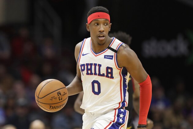 Philadelphia 76ers' Josh Richardson drives against the Cleveland Cavaliers in the second half of an NBA basketball game, Wednesday, Feb. 26, 2020, in Cleveland. (AP Photo/Tony Dejak)