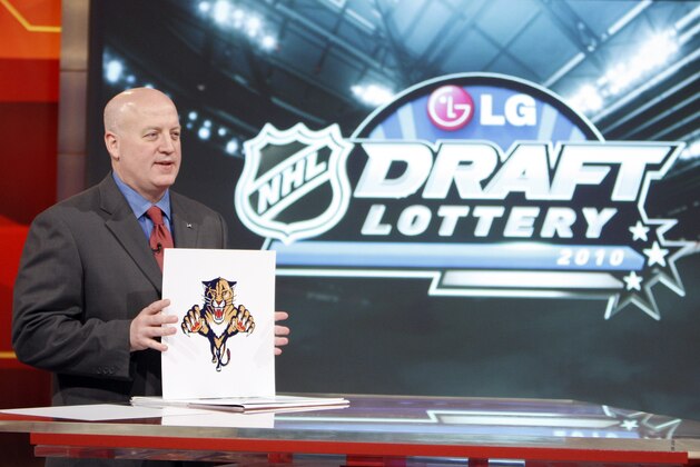 TORONTO - APRIL 13: Deputy Commissioner of the NHL Bill Daly announces the third pick to go to the Florida Panthers during the NHL Draft Lottery Drawing at the TSN Studio April 13, 2010 in Toronto, Ontario, Canada. (Photo by Abelimages / Getty Images for NHL)