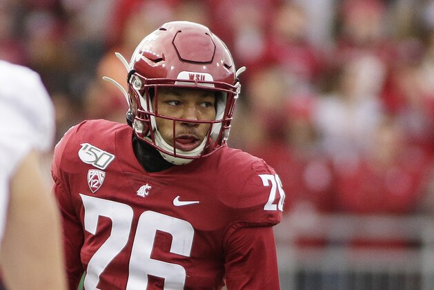FILE - This Nov. 16, 2019, file photo shows Washington State defensive back Bryce Beekman (26) during the first half of an NCAA college football game against Stanford in Pullman, Wash. Bryce Beekman has died. Police Cmdr. Jake Opgenorth said Wednesday, Marc 25, 2020, the 22-year-old Beekman was found dead at a residence in Pullman. He declined to provide additional details and said more information would be released later by the Whitman County coronerâ€™s office. (AP Photo/Young Kwak, File)