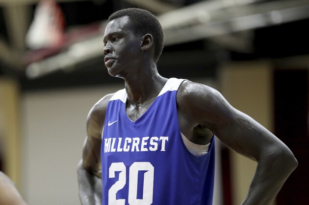 Hillcrest Prep's Makur Maker #20 is seen against Sunrise Christian Academy during a high school basketball game at the Hoophall Classic, Sunday, January 19, 2020, in Springfield, MA. (AP Photo/Gregory Payan)