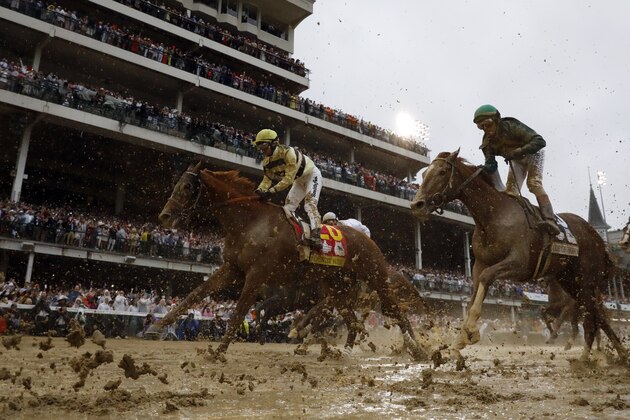 Flavien Prat rides Country House to the finish line during the 145th running of the Kentucky Derby horse race at Churchill Downs Saturday, May 4, 2019, in Louisville, Ky. Country House was declared the winner after Maximum Security was disqualified following a review by race stewards. (AP Photo/Matt Slocum)