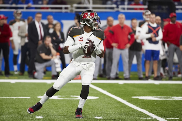Tampa Bay Buccaneers quarterback Jameis Winston (3) passes against the Detroit Lions during an NFL football game in Detroit, Sunday, Dec. 15, 2019. (AP Images/Rick Osentoski)