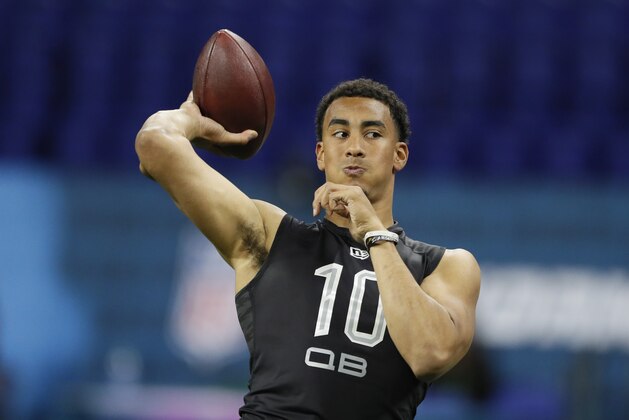 Utah State quarterback Jordan Love runs a drill at the NFL football scouting combine in Indianapolis, Thursday, Feb. 27, 2020. (AP Photo/Charlie Neibergall) Utah State quarterback Jordan Love runs a drill at the NFL football scouting combine in Indianapolis, Thursday, Feb. 27, 2020. (AP Photo/Charlie Neibergall)