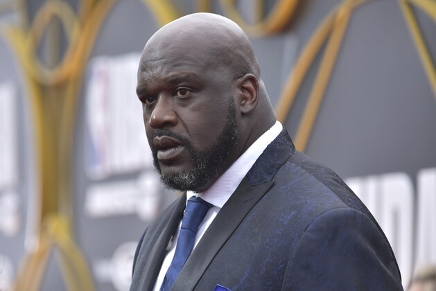 Shaquille O'Neal arrives at the NBA Awards on Monday, June 24, 2019, at the Barker Hangar in Santa Monica, Calif. (Photo by Richard Shotwell/Invision/AP)