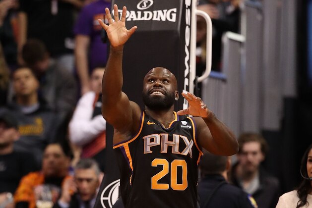 PHOENIX, ARIZONA - JANUARY 24:  WWE star Apollo Crews performs during a break from the second half of the NBA game between the Phoenix Suns and the Portland Trail Blazers at Talking Stick Resort Arena on January 24, 2019 in Phoenix, Arizona. (Photo by Christian Petersen/Getty Images)