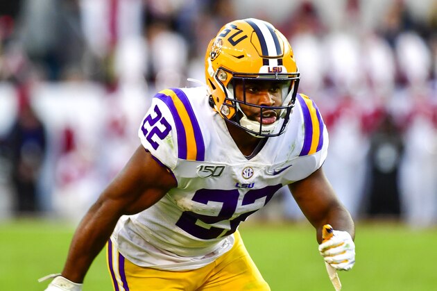 LSU running back Clyde Edwards-Helaire in an NCAA football game Saturday, Nov. 9, 2019, in Tuscaloosa, Ala. (AP Photo/Vasha Hunt)