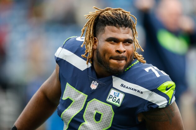 SEATTLE, WA - DECEMBER 02: D.J. Fluker #78 of the Seattle Seahawks during pre-game warmups before the game against the San Francisco 49ers at CenturyLink Field on December 2, 2018 in Seattle, Washington. (Photo by Otto Greule Jr/Getty Images)