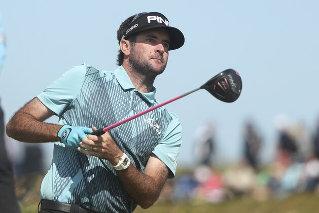 Bubba Watson of the United States plays his shot from the 8th tee during the third round of the British Open Golf Championships at Royal Portrush in Northern Ireland, Saturday, July 20, 2019.(AP Photo/Jon Super)