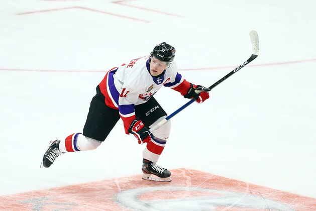 HAMILTON, ON - JANUARY 16:  Alexis Lafreniere #11 of Team White skates during the 2020 CHL/NHL Top Prospects Game against Team Red at FirstOntario Centre on January 16, 2020 in Hamilton, Canada.  (Photo by Vaughn Ridley/Getty Images)