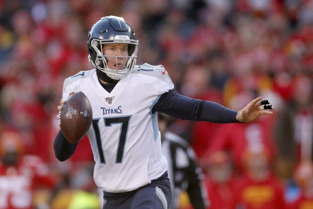 Tennessee Titans' Ryan Tannehill scrambles during the first half of the NFL AFC Championship football game against the Kansas City Chiefs Sunday, Jan. 19, 2020, in Kansas City, MO. (AP Photo/Jeff Roberson) Tennessee Titans' Ryan Tannehill scrambles during the first half of the NFL AFC Championship football game against the Kansas City Chiefs Sunday, Jan. 19, 2020, in Kansas City, MO. (AP Photo/Jeff Roberson)
