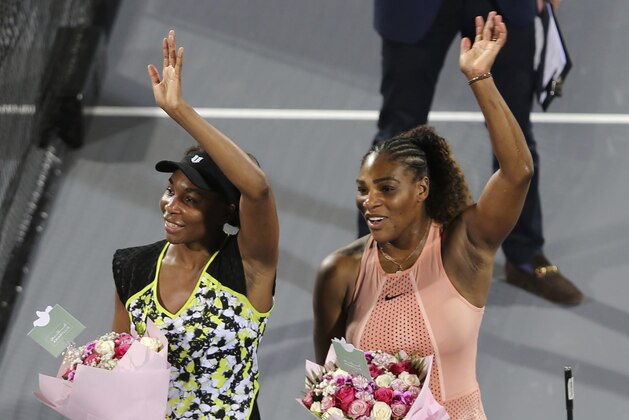 Venus Williams, left, from the U.S. celebrates winning against her sister Serena, in a match during the opening day of the Mubadala World Tennis Championship in Abu Dhabi, United Arab Emirates, Thursday, Dec. 27, 2018. (AP Photo/Kamran Jebreili) Venus Williams, left, from the U.S. celebrates winning against her sister Serena, in a match during the opening day of the Mubadala World Tennis Championship in Abu Dhabi, United Arab Emirates, Thursday, Dec. 27, 2018. (AP Photo/Kamran Jebreili)