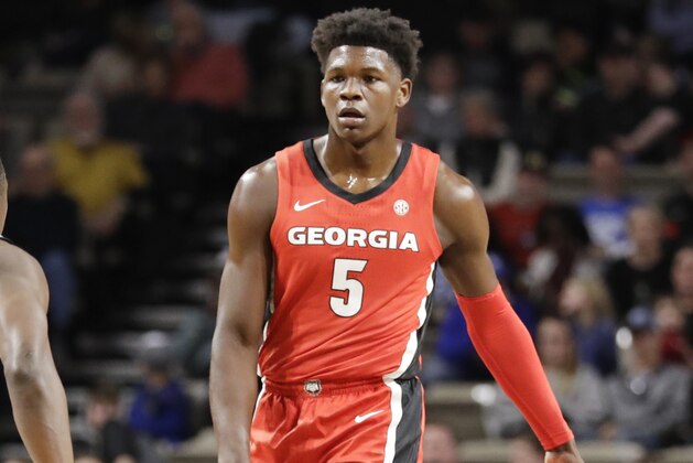 Georgia guard Anthony Edwards plays against Vanderbilt in the first half of an NCAA college basketball game Saturday, Feb. 22, 2020, in Nashville, Tenn. (AP Photo/Mark Humphrey)