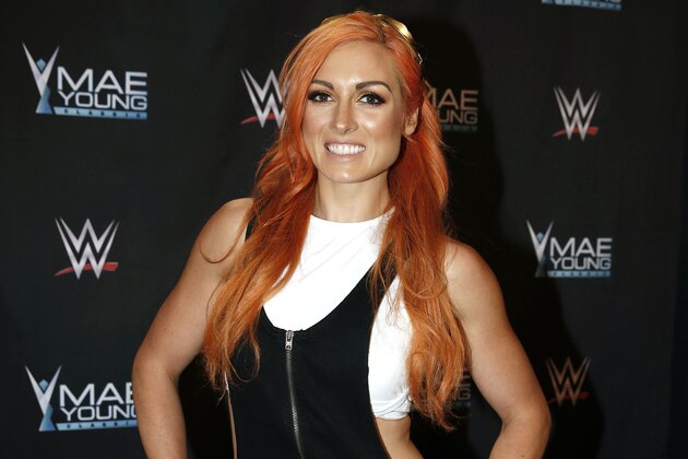 IMAGE DISTRIBUTED FOR WWE - WWE Superstar Becky Lynch celebrates the Mae Young Classic at the Thomas & Mack Center on Tuesday, Sept. 12, 2017, in Las Vegas. (Bizuayehu Tesfaye/AP Images for WWE)