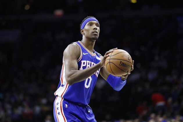 Philadelphia 76ers' Josh Richardson plays during an NBA basketball game against the Atlanta Hawks, Monday, Feb. 24, 2020, in Philadelphia. (AP Photo/Matt Slocum)