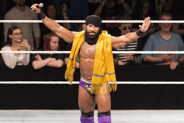 COLOGNE, GERMANY - NOVEMBER 07: Jinder Mahal  during the WWE Live Show at Lanxess Arena on November 7, 2018 in Cologne, Germany. (Photo by Marc Pfitzenreuter/Getty Images)