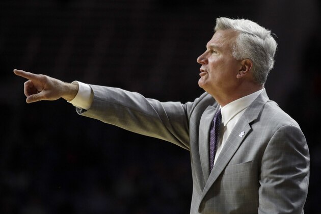 Kansas State head coach Bruce Weber during the first half of an NCAA college basketball game against Baylor in Manhattan, Kan., Monday, Feb. 3, 2020. (AP Photo/Orlin Wagner)