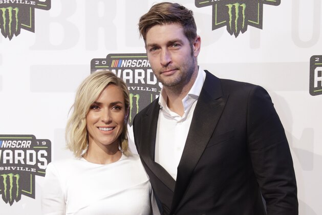 Jay Cutler and Kristin Cavallari arrive at the NASCAR Cup Series Awards Thursday, Dec. 5, 2019, in Nashville, Tenn. (AP Photo/Mark Humphrey)