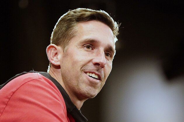 San Francisco 49ers head coach Kyle Shanahan speaks to reporters after a practice at the team's NFL football training facility in Santa Clara, Calif., Friday, Jan. 24, 2020. The 49ers will face the Kansas City Chiefs in Super Bowl 54. (AP Photo/Tony Avelar)