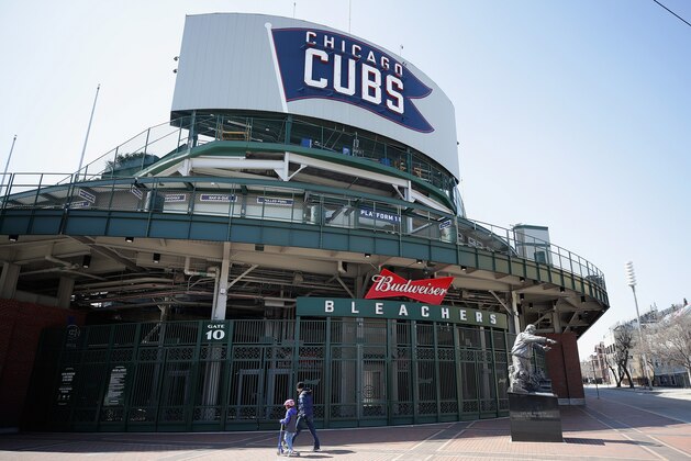 CHICAGO, ILLINOIS  - MARCH 25: A general view of the bleacher entrance to Wrigley Field where the Chicago Cubs were scheduled to open the season Monday March 30 against the Pittsburgh Pirates on March 25, 2020 in Chicago, Illinois. The Major League baseball season has been delayed by the COVID-19 crisis. (Photo by Jonathan Daniel/Getty Images)