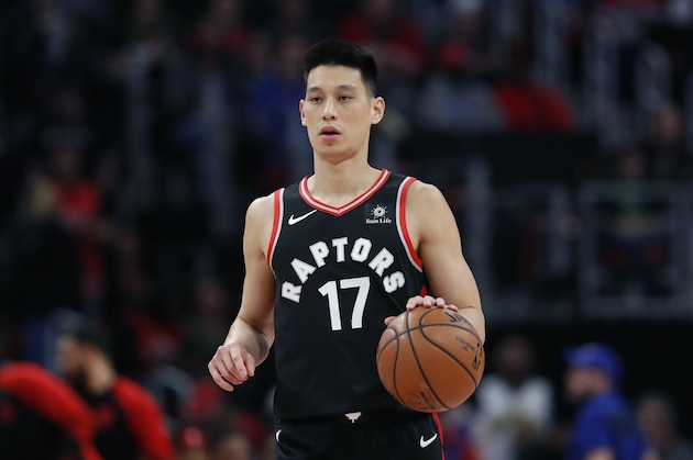 Toronto Raptors guard Jeremy Lin brings the ball up court during the first half of an NBA basketball game, Sunday, March 17, 2019, in Detroit. (AP Photo/Carlos Osorio)