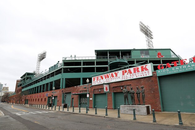 BOSTON, MASSACHUSETTS - APRIL 02: A general view of Fenway Park is seen on what would have been the home opening day for the Boston Red Sox against the Chicago White Sox April 2, 2020  in Boston, Massachusetts. In response to the pandemic, Major League Baseball suspended the remainder of Spring Training games and to delay the start of the 2020 regular season.  (Photo by Maddie Meyer/Getty Images)