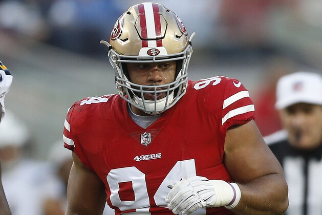 San Francisco 49ers defensive end Solomon Thomas (94) during an NFL preseason football game against the Los Angeles Chargers in Santa Clara, Calif., Thursday, Aug. 30, 2018. (AP Photo/Josie Lepe)