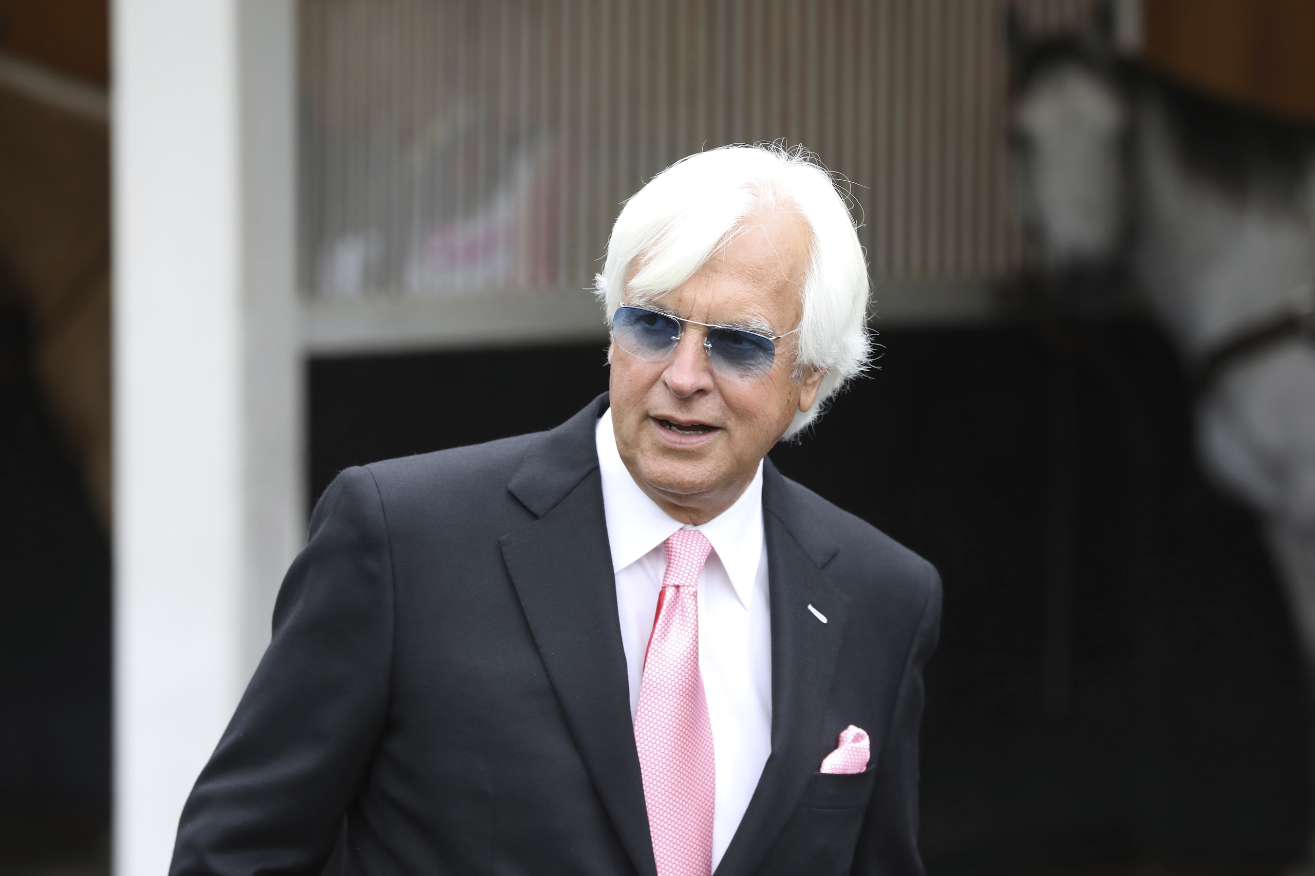 Trainer Bob Baffert is seen at Churchill Downs Friday, May 3, 2019, in Louisville, Ky. Baffert will saddle three runners in the 145th running of the Kentucky Derby, scheduled for Saturday, May 4. (AP Photo/Gregory Payan) Trainer Bob Baffert is seen at Churchill Downs Friday, May 3, 2019, in Louisville, Ky. Baffert will saddle three runners in the 145th running of the Kentucky Derby, scheduled for Saturday, May 4. (AP Photo/Gregory Payan)