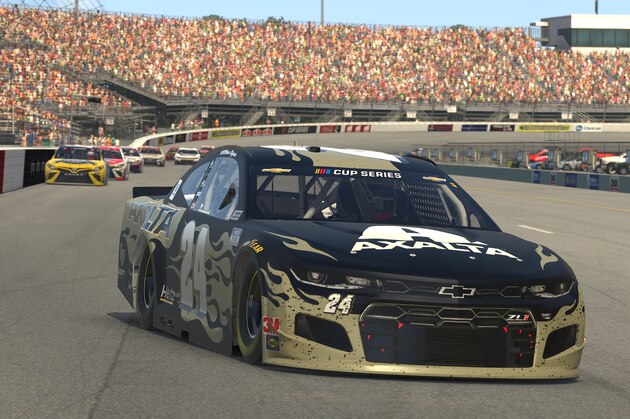 RICHMOND, VIRGINIA - APRIL 19: (EDITORIAL USE ONLY) (Editors note: This image was computer generated in-game) William Byron, driver of the #24 Axalta Chevrolet, races at Richmond Raceway on April 19, 2020 in Richmond, Virginia. (Photo by Chris Graythen/Getty Images)