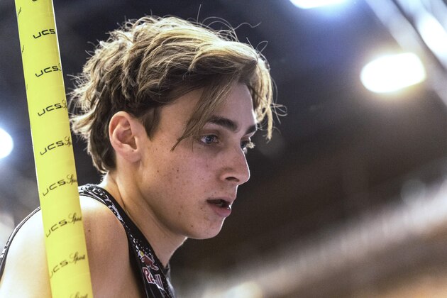 Sweden's Armand Duplantis competes and passes a 6,01m bar during the All Star Perche pole vaulting athletics meeting at la Maison des Sports in Clermont-Ferrand, central France, on February 23, 2020. (Photo by Thierry Zoccolan / AFP) (Photo by THIERRY ZOCCOLAN/AFP via Getty Images)