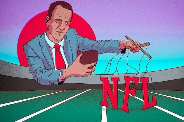 LAWRENCE, KANSAS - JANUARY 25: Former NFL quarterback Payton Manning attends a basketball game between the Tennessee Volunteers and Kansas Jayhawks at Allen Fieldhouse on January 25, 2020 in Lawrence, Kansas. (Photo by Ed Zurga/Getty Images)