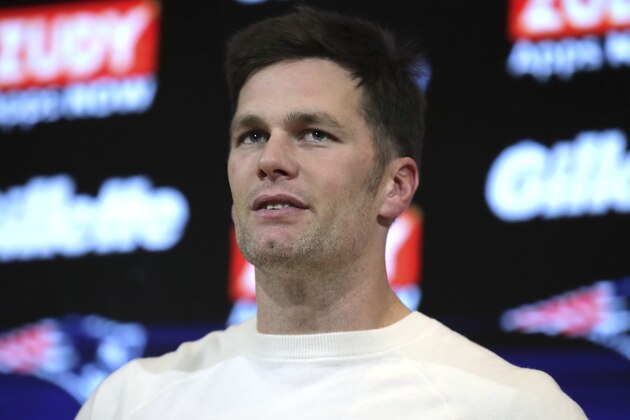 New England Patriots quarterback Tom Brady speaks to the media following an NFL football game against the Kansas City Chiefs, Sunday, Dec. 8, 2019, in Foxborough, Mass. (AP Photo/Charles Krupa)