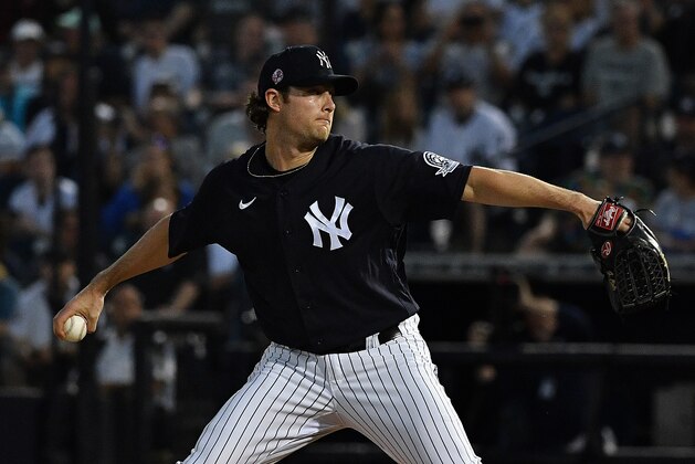 TAMPA, FLORIDA - FEBRUARY 24: Gerrit Cole #45 of the New York Yankees delivers a pitch in the first inning during the spring training game against the Pittsburgh Pirates at Steinbrenner Field on February 24, 2020 in Tampa, Florida. (Photo by Mark Brown/Getty Images) TAMPA, FLORIDA - FEBRUARY 24: Gerrit Cole #45 of the New York Yankees delivers a pitch in the first inning during the spring training game against the Pittsburgh Pirates at Steinbrenner Field on February 24, 2020 in Tampa, Florida. (Photo by Mark Brown/Getty Images)