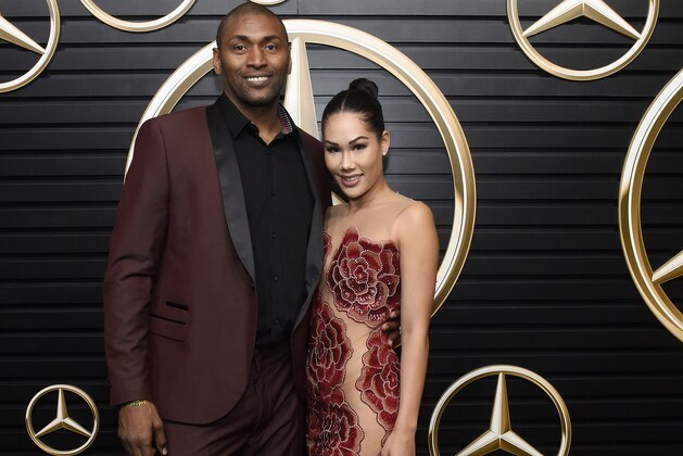 LOS ANGELES, CALIFORNIA - FEBRUARY 09: (L-R) Metta World Peace and Maya Ford attend the Mercedes-Benz Academy Awards Viewing Party at The Four Seasons Hotel Los Angeles at Beverly Hills on February 09, 2020 in Los Angeles, California. (Photo by Vivien Killilea/Getty Images for Mercedes-Benz)
