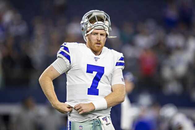 ARLINGTON, TX - NOVEMBER 28:  Cooper Rush #7 of the Dallas Cowboys warms up before a game on Thanksgiving Day against the Buffalo Bills at AT&T Stadium on November 28, 2019 in Arlington, Texas.  The Bills defeated the Cowboys 26-15.  (Photo by Wesley Hitt/Getty Images)