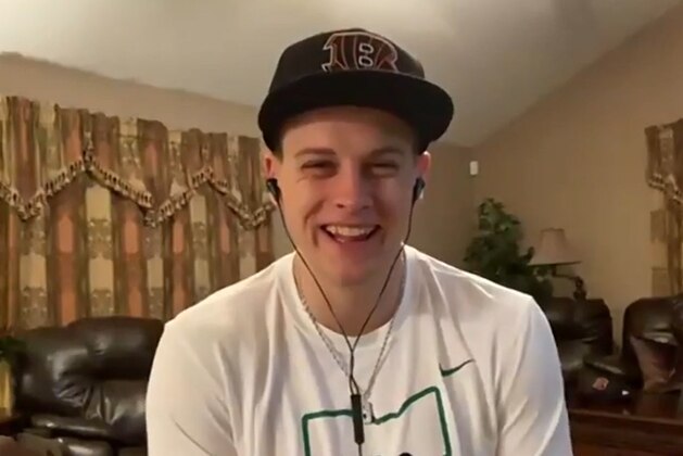 UNSPECIFIED LOCATION - APRIL 23: (EDITORIAL USE ONLY) In this still image from video provided by the Cincinnati Bengals, quarterback Joe Burrow speaks via teleconference after being selected during the first round of the 2020 NFL Draft on April 23, 2020. (Photo by Getty Images/Getty Images)