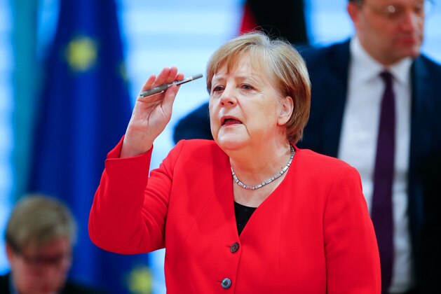German Chancellor Angela Merkel attends the weekly cabinet meeting, as the spread of the new coronavirus disease (COVID-19) continues, in Berlin, Germany, May 6, 2020. (Photo by HANNIBAL HANSCHKE / POOL / AFP) (Photo by HANNIBAL HANSCHKE/POOL/AFP via Getty Images)
